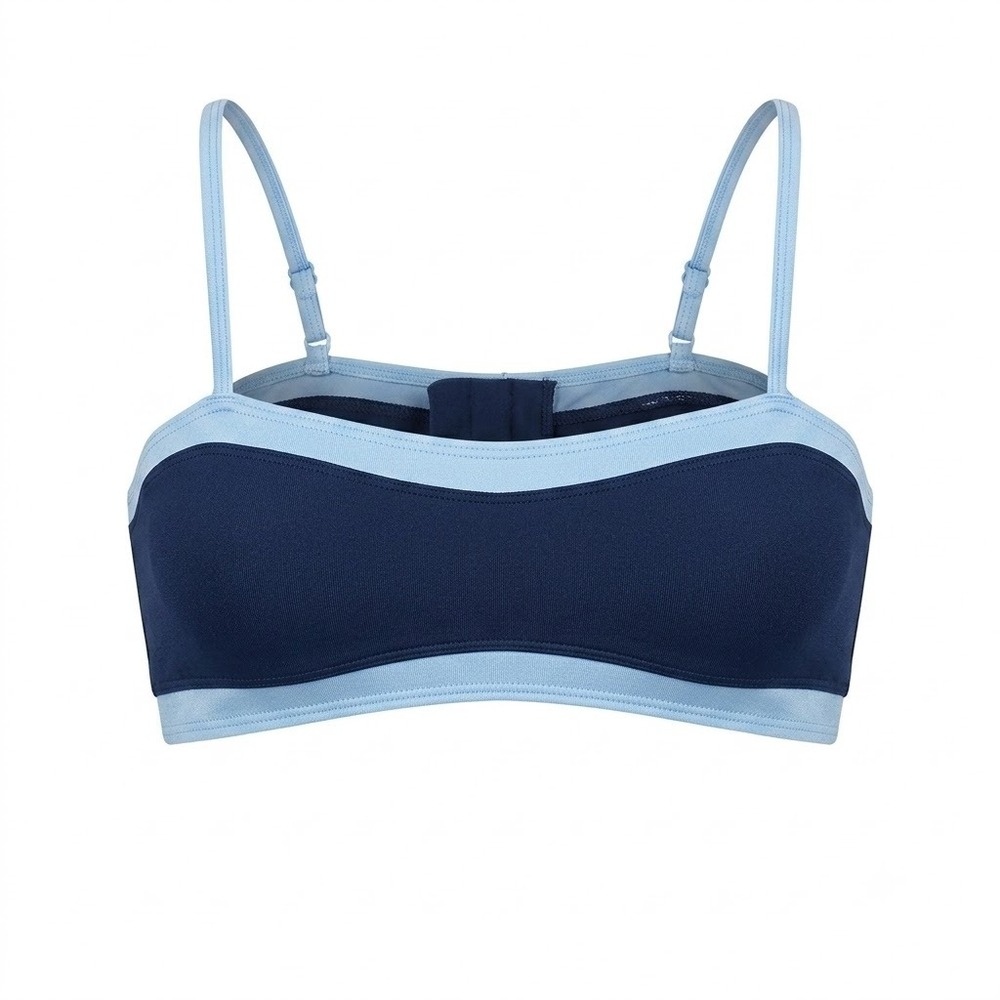 Sabi Swim Navy Light Blue Colorblock Bikini Top Adjustable Straps Size L - IW